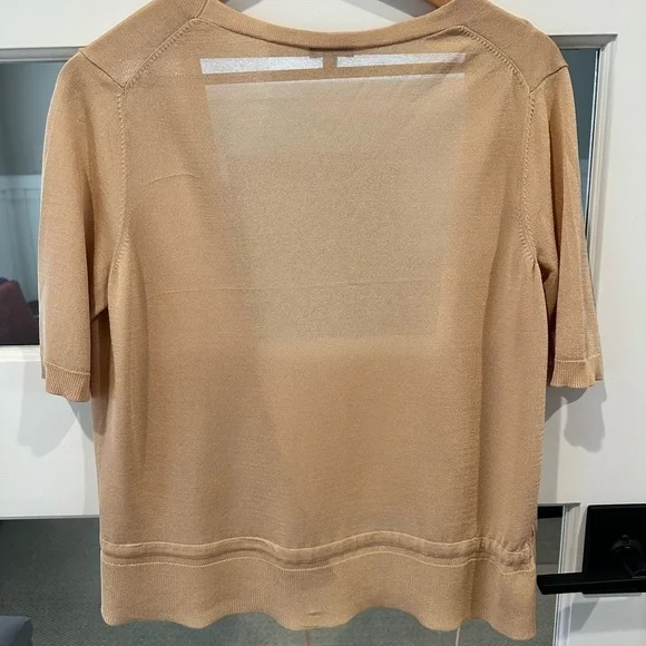 Talbots Gold Tie Front Knit Short Sleeve Top Size Small - Picture 8 of 9